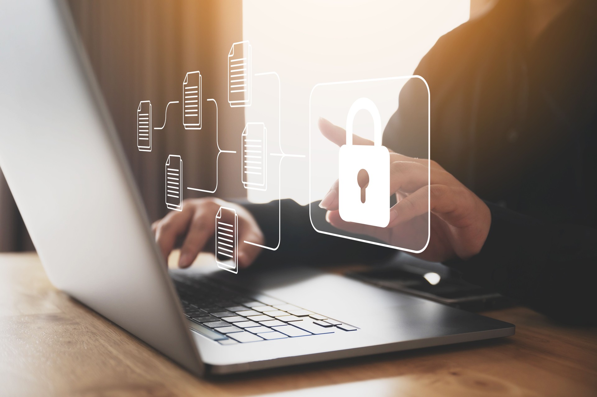Protection network security computer and safe your data concept. Digital crime by an anonymous hacker